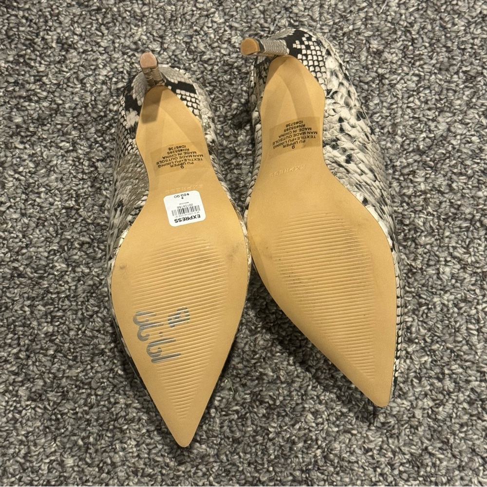Express Metallic Snakeskin Pointed-Toe High Heel Mules - Picture 7 of 10